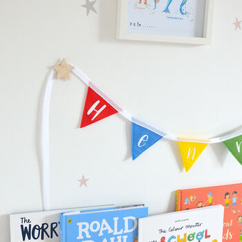 Personalised Colourful Bunting Boys Bedroom, 5 of 8