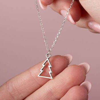 Christmas Tree Necklace Sterling Silver, 2 of 5