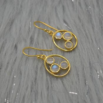 Rainbow Moonstone Earrings: Gold Or Silver Drop, 2 of 12