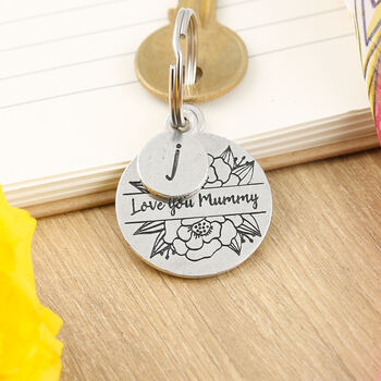 Mummy Gift From Child Floral Pewter Keyring, 3 of 6