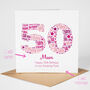 Pink Star Personalised 50th Birthday Card, thumbnail 2 of 5