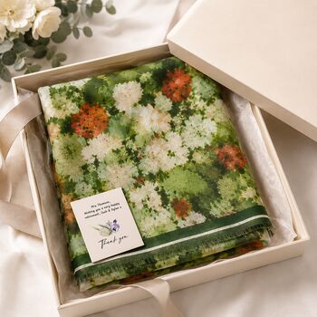 Green Floral Lightweight Scarf Gift For Her, 4 of 8