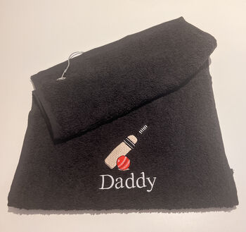 Embroidered Cricket Towel With Name And Carabina, 8 of 8