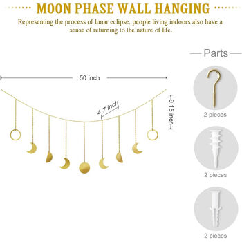 Moon Phase Garland With Chains Boho Wall Hanging, 3 of 12
