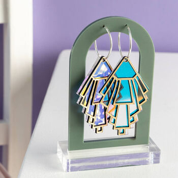 Golden Art Deco Fan Earrings, 2 of 3