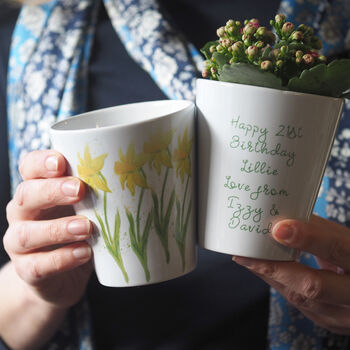 Daffodils Flower Pot Personalised Gift For Her, 2 of 5