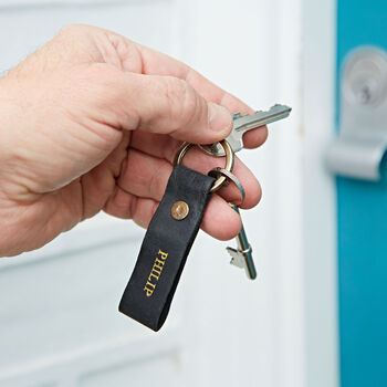 Personalised Buffalo Leather Loop Keyring, 3 of 8