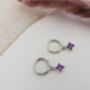 Purple Flower Silver Earring Set Personalised Pouch, thumbnail 4 of 6