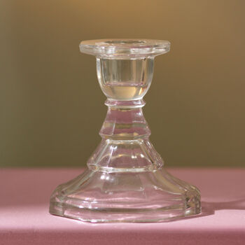 Vintage Art Deco Glass Candlestick Clear, 4 of 5
