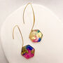 Multicolour Hexagonal Threader Statement Earrings, thumbnail 5 of 10