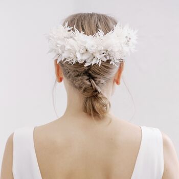 Star White Bridal Dried Flower Wedding Headpiece, 2 of 6