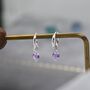 Sterling Silver Natural Lilac Purple Amethyst Bead Huggie Hoop Earrings, thumbnail 4 of 12