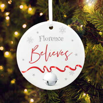 'Believes' Ceramic Disc Hanging Decoration Bauble + Gift Box, 4 of 7