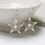 Sterling Silver Dangly Geometric Star Earrings, thumbnail 1 of 9