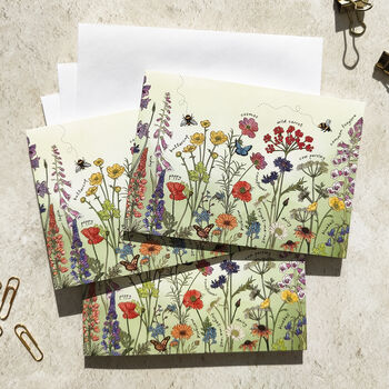 Butterflies And Bees Wildflowers Stationery Bundle, A5 Notepad And Six Folded Cards And Envelopes, 3 of 8
