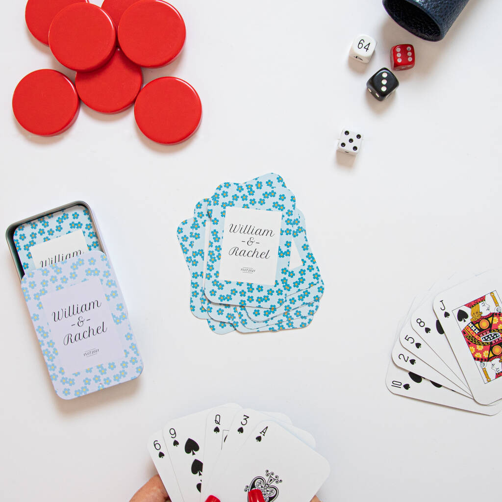 Personalised Wedding Flower Playing Cards In A Tin, 1 of 8