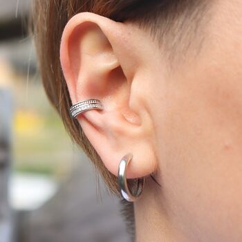 Silver Ear Cuff Earrings No Piercing Cubic Zirconia, 2 of 10