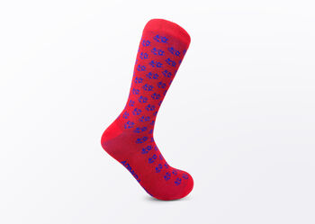 Ti Koro Nko Agyina African Cotton Socks, Blue/Red, 2 of 3