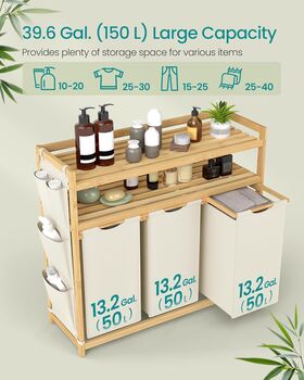 Laundry Sorter Hamper With Shelf Storage, 4 of 7