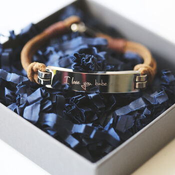 Gifts For Him Engraved Men Leather Bracelet, 2 of 12