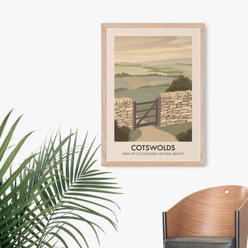 Cotswolds Aonb Travel Poster Art Print, 4 of 8