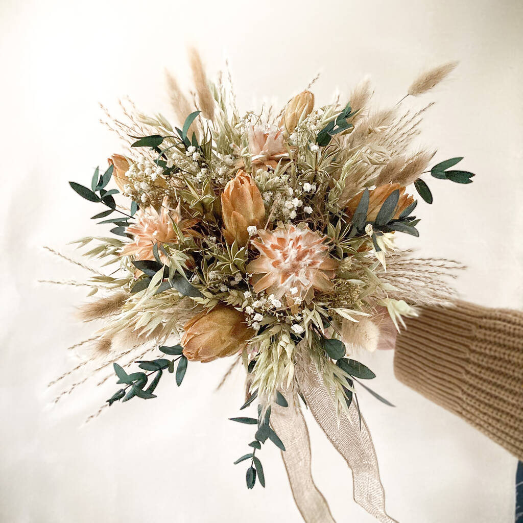 Dried Flower Bouquet 'Wonderer' With Leucadendron By Neboho