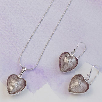 Heart Necklace And Earring Set In Murano Glass, 11 of 12