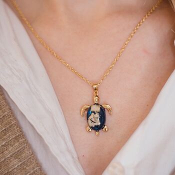 Blue White Sea Turtle Charm Pendant Necklace, 4 of 7