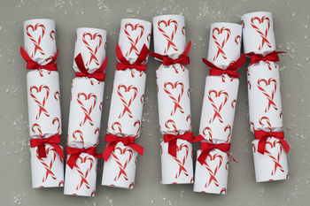 Six Luxury Candy Cane Christmas Crackers By Nancy &amp; Betty Studio