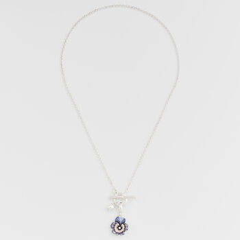 Silver Pansy And Pearl Toggle Necklace, 6 of 9