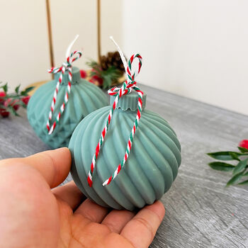 Green Christmas Candle In Christmas Tree Bauble Design, 5 of 7