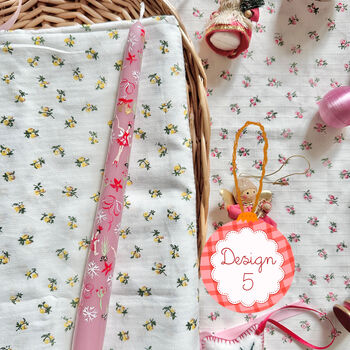 Hand Painted Pink Christmas Taper Candle Gift, 6 of 6