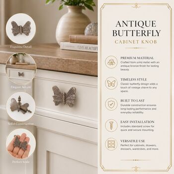 Classic Butterfly Brass Cabinet Knob, 8 of 9