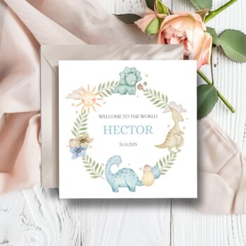 Dinosaur New Baby Card, Welcome To The World Card, 2 of 3