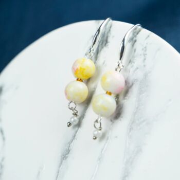 Colourful Orange Marble Pearl Double Pearl Earrings, 10 of 10