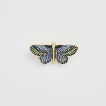 Deco Butterfly Blue Brooch, 2 of 4