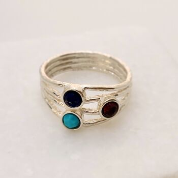 Personalised Mixed Gems Silver Ring, 9 of 11