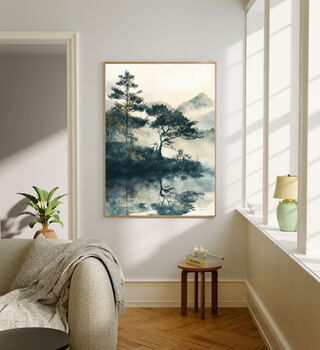 Japanese Light Green Japandi Landscape Art Print, 2 of 2
