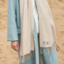 Personalised Embroidery Scarf Gift For Her Cosy Blanket Winter Travel Present, thumbnail 2 of 3