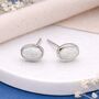Oval Sterling Silver White Opal Stud Earrings – 6mm X 4mm, thumbnail 1 of 9