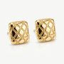 Gold Square Textured Stud Earrings, thumbnail 3 of 4