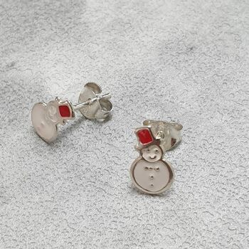 Cutie Snowman Earrings In Sterling Silver, 2 of 4