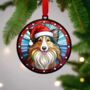 Sheltie In Santa Hat Suncatcher Decoration, thumbnail 2 of 6
