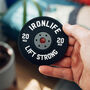 Black Weight Plate Coaster Funny Gym Gift For Him, thumbnail 1 of 3