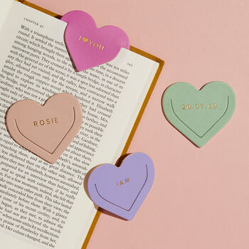 Personalised Leather Heart Bookmark, 3 of 6