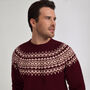 T Lab Allaster Burgundy Red Fair Isle Lambswool Jumper, thumbnail 7 of 7