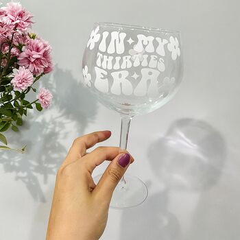 Personalised Thirties Era Large White Print Cocktail Glass – Retro Birthday Gift For Her, 30th Milestone Celebration Glasswar, 3 of 6