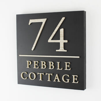 Contemporary Square Matte Black House Sign, 7 of 10