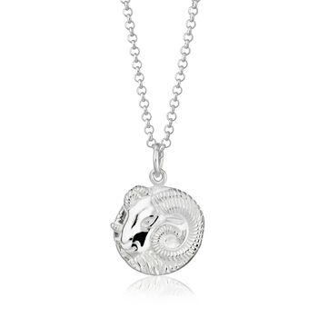Engraved Sterling Silver Aries Zodiac Necklace, 10 of 12