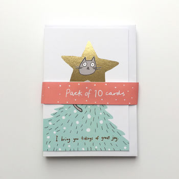 'Cat Star' Gold Foiled Christmas Card, 2 of 3